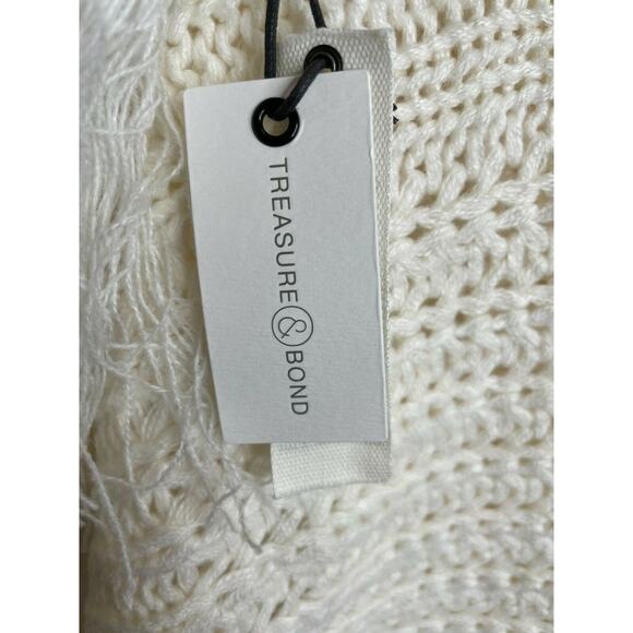 NWT Treasure Bond Fringe Cable Knit Scarf Ivory Cream - Picture 2 of 4